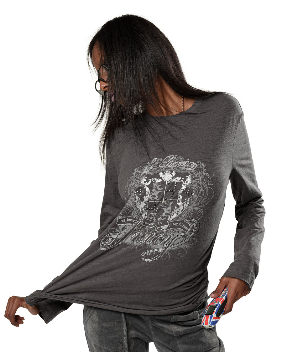 Racer x Juicy Dark Gull Grey Logo Long Sleeve