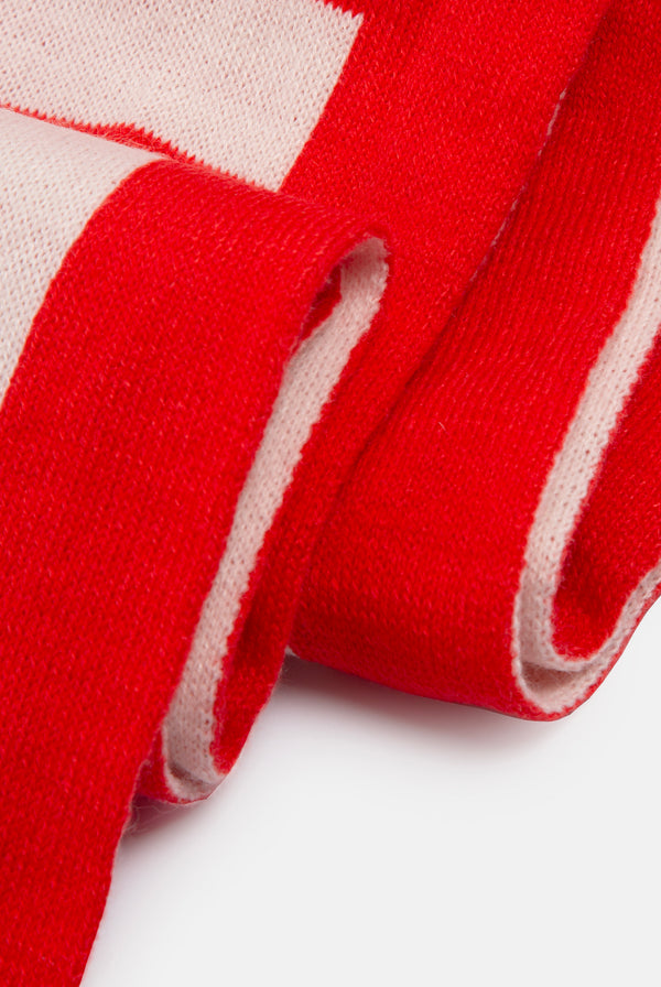 Displays the Cream & Coral Contrast 'Juicy' branded football scarf 