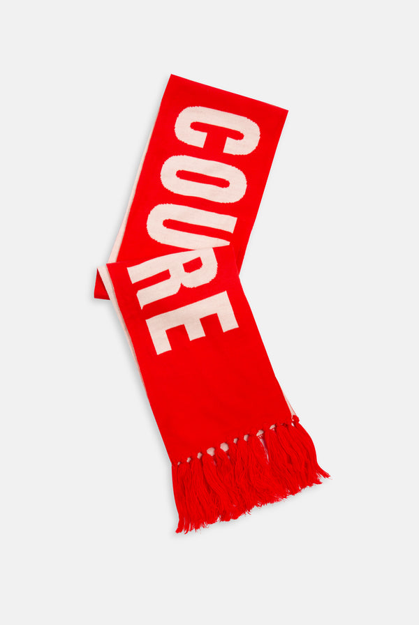 Displays the Cream & Coral Contrast 'Juicy' branded football scarf featuring the branding 