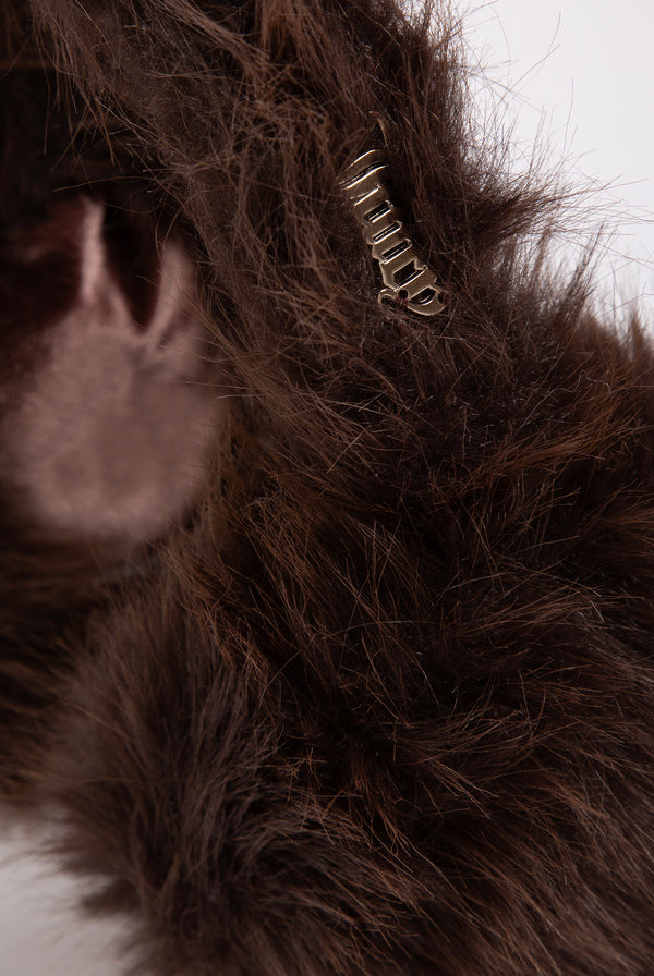 Displays the Java 'Juicy branded chunky fur earmuffs 