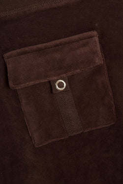 Displays the Java 'Juicy' branded OG straight pocketed capri pants featuring the pockets