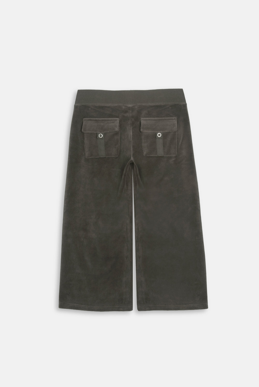 Displays the Raven 'Juicy' branded OG straight pocketed capri pants 