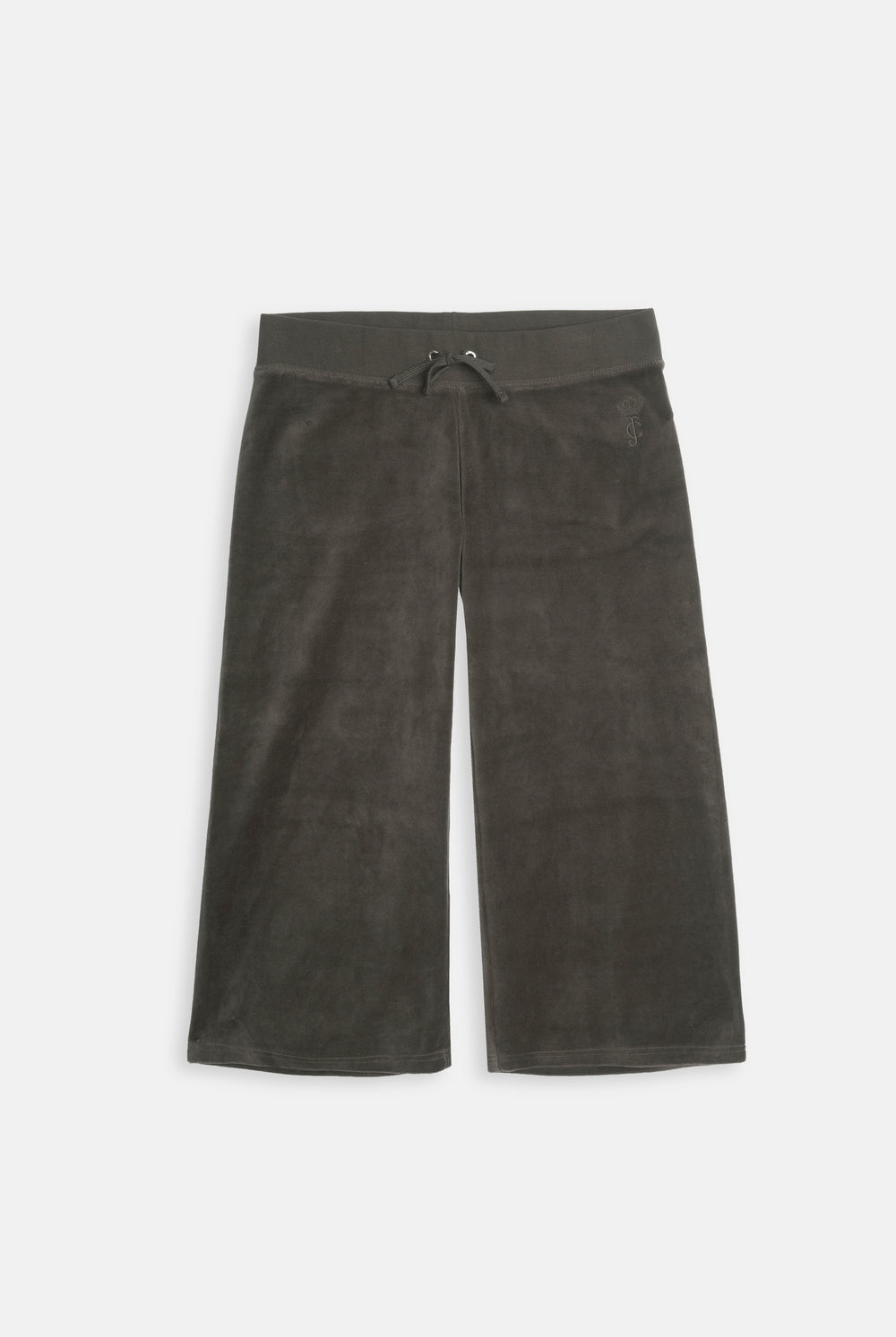 Displays the Raven 'Juicy' branded OG straight pocketed capri pants 