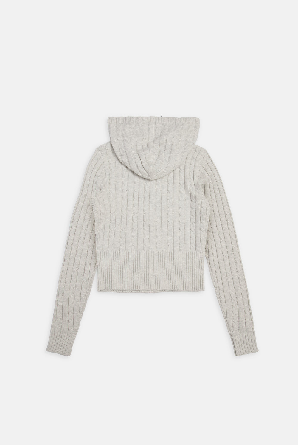 Displays the Silver Marl 'Juicy' branded Cable Knit Zip Up Hoodie