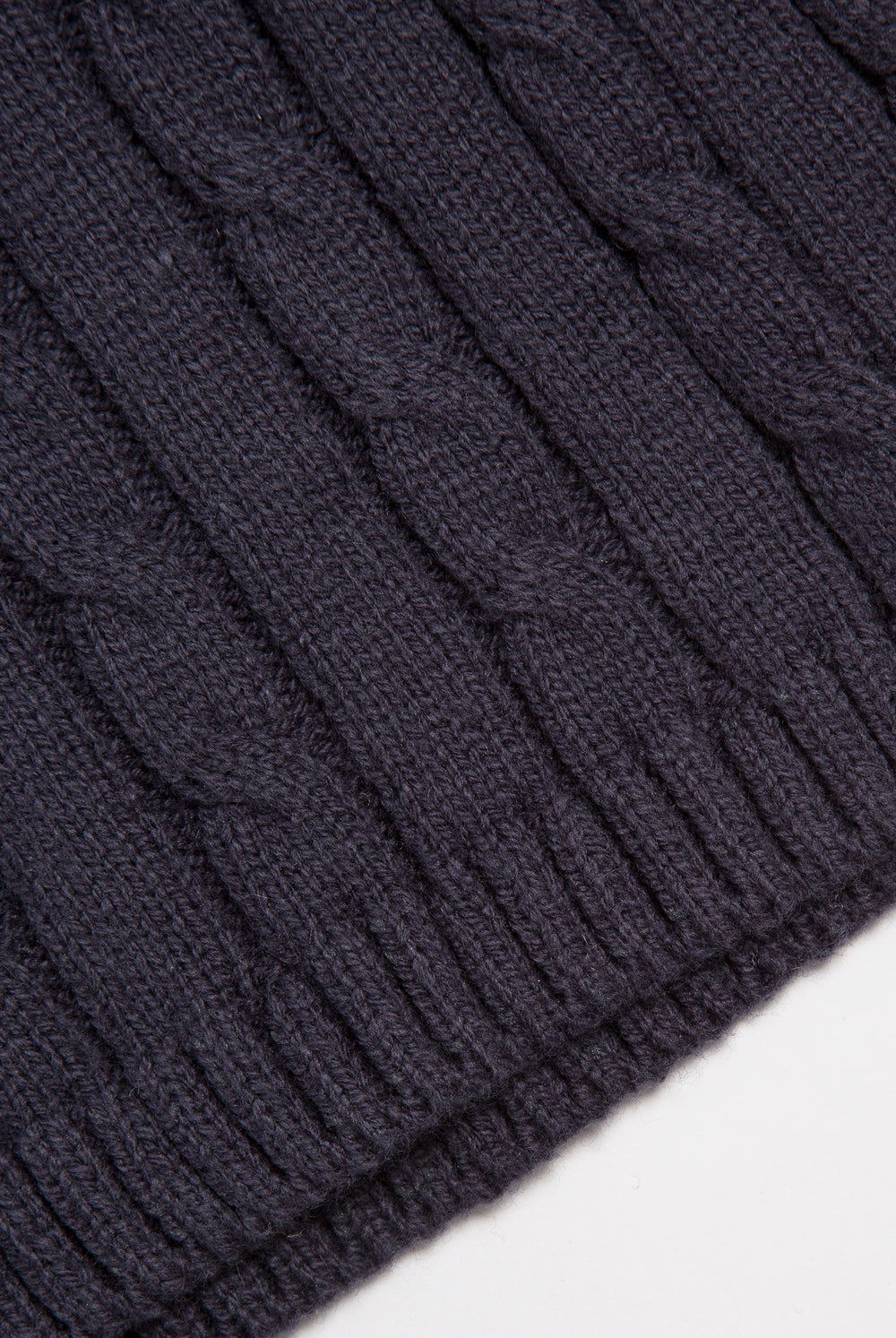 Displays the Night Sky 'Juicy' branded Cable Knit Straight Leg Pants featuring the close up on the details 