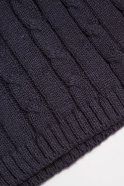 Displays the Night Sky 'Juicy' branded Cable Knit Straight Leg Pants featuring the close up on the details 