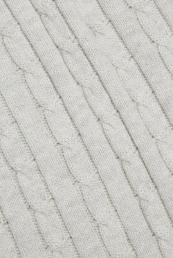 Displays the Silver Marl 'Juicy' branded Cable Knit Straight Leg Pants featuring the close up on the details 