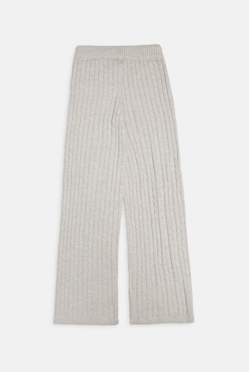 Displays the Silver Marl 'Juicy' branded Cable Knit Straight Leg Pants