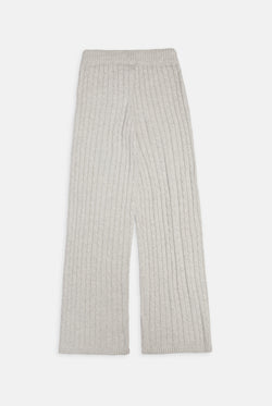 Displays the Silver Marl 'Juicy' branded Cable Knit Straight Leg Pants