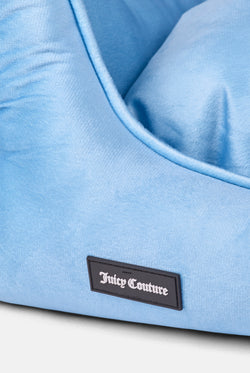 Displays the Powder Blue 'Juicy' branded Pet Bed featuring the juicy branding 