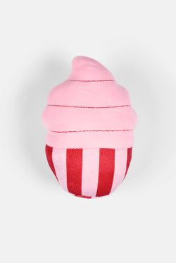 Displays the Red/Pink 'Juicy' branded Cupcake Pet Toy