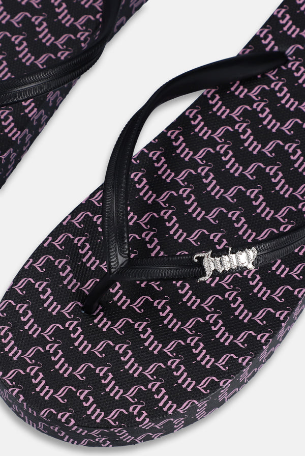 BLACK JUICY LOGO PRINT FLIP FLOP