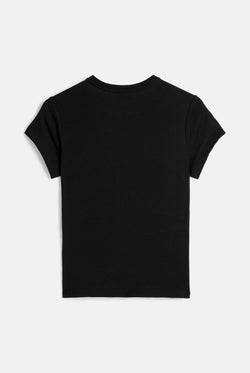 Displays the Black 'Juicy' branded Heiress Diamante Tee