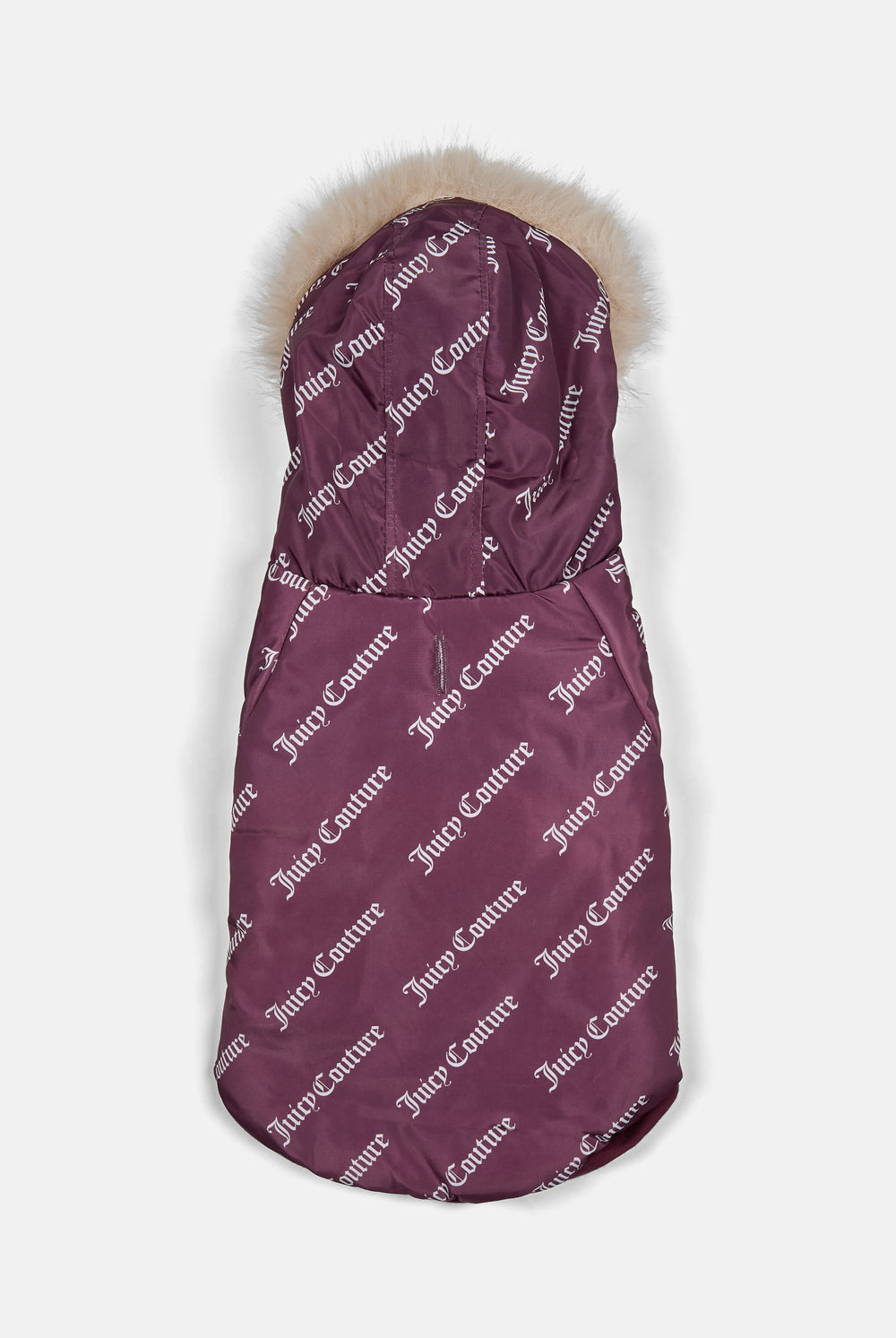 Displays the Winetasting 'juicy' branded Pet Puffer Jacket