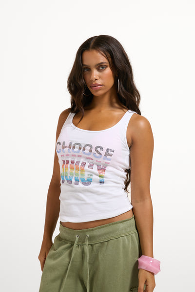 WHITE CHOOSE JUICY VEST TOP