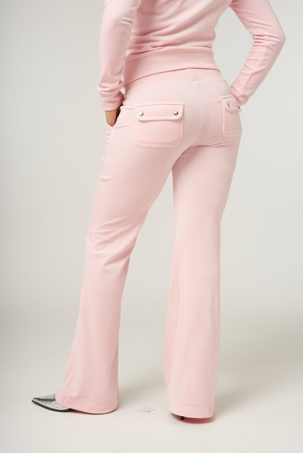 ALMOND BLOSSOM LOW RISE FLARE CLASSIC VELOUR TRACK PANT