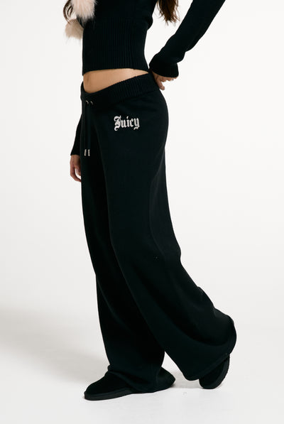 Black Knit Diamanté Trackpant