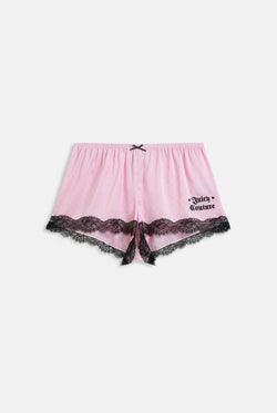 Displays the cherry blossom heart lace 'Juicy' branded satin pyjama set