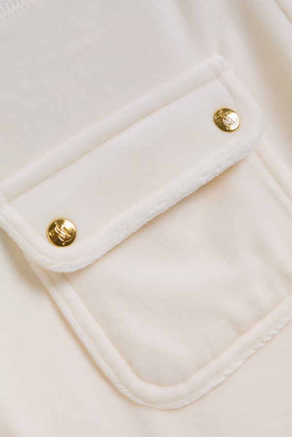 CREAM / GOLD LOW RISE FLARE CLASSIC VELOUR TRACK PANT