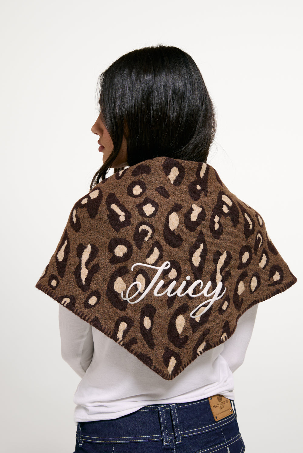 Natural Leopard Triangle Scarf