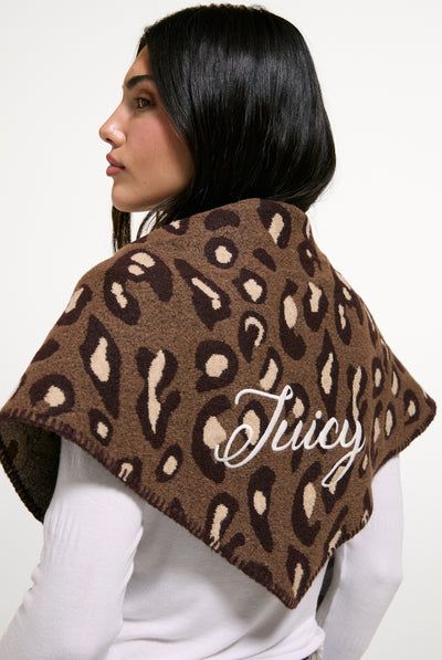 Natural Leopard Triangle Scarf