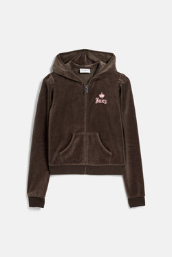 Displays the Java 'Juicy' branding Live For Juicy Puff Sleeve Hoodie