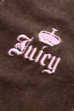 Displays the Java 'Juicy' branding Live For Juicy Puff Sleeve Hoodie featuring the details on the juicy couture branding 