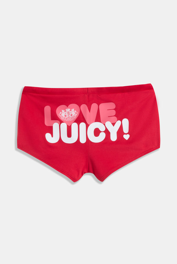 Displays the Toreador 'Juicy' branded Love Juicy short included in the PJ set 