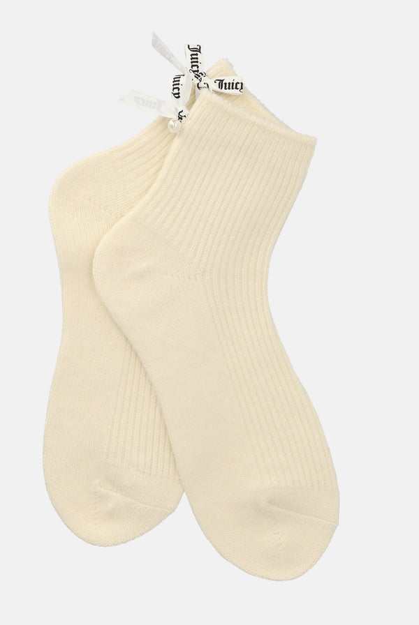 1 Pack Cream Pearl Back Cosy Socks
