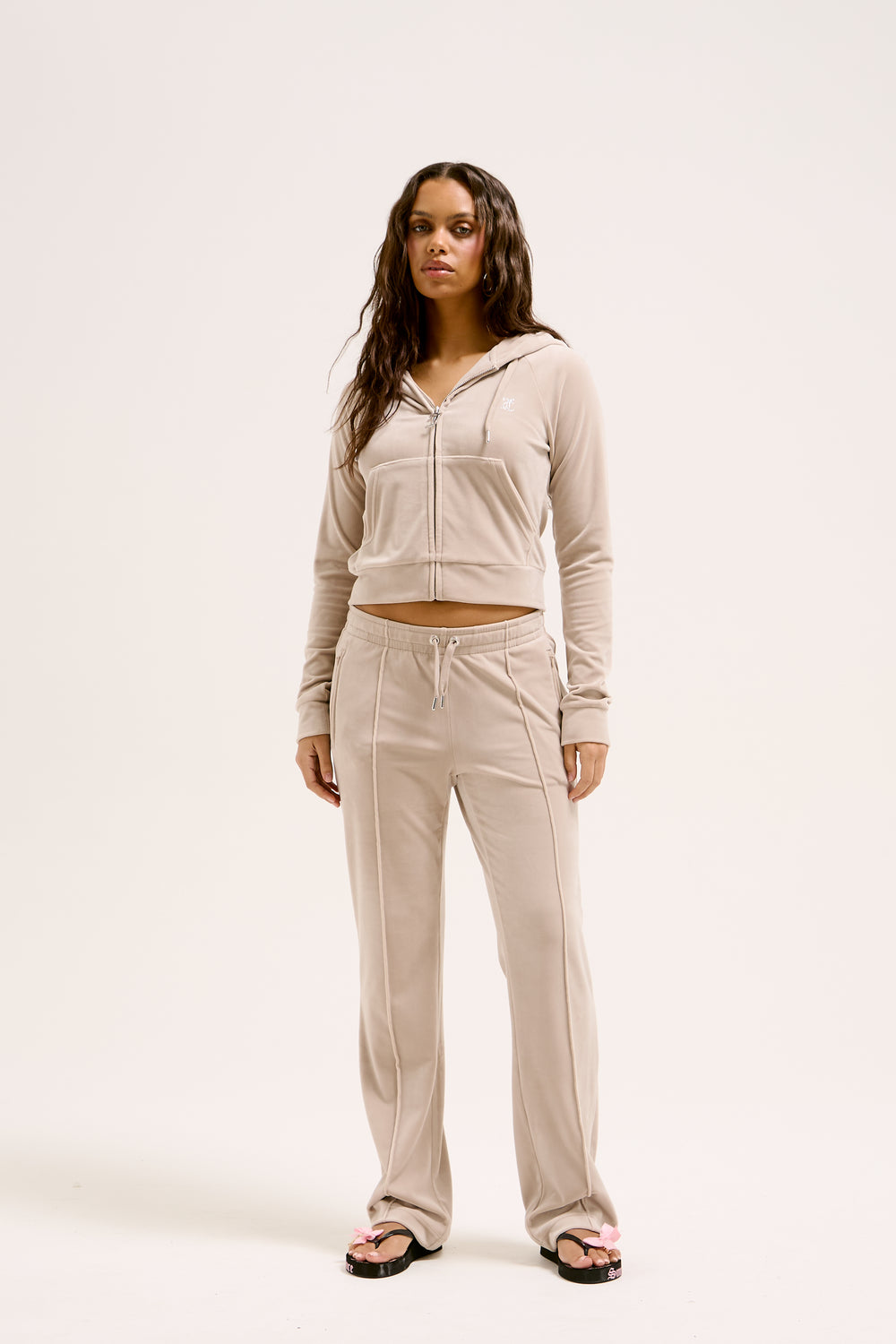 STRING VELOUR DIAMANTÉ TRACKSUIT BOTTOM