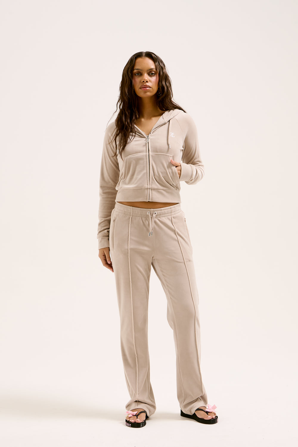 STRING VELOUR DIAMANTÉ TRACKSUIT BOTTOM