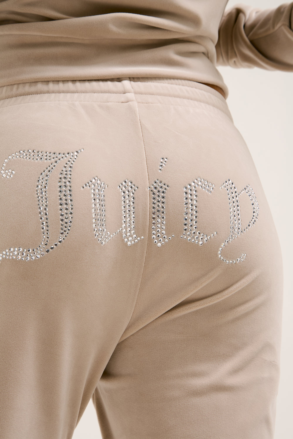 STRING VELOUR DIAMANTÉ TRACKSUIT BOTTOM
