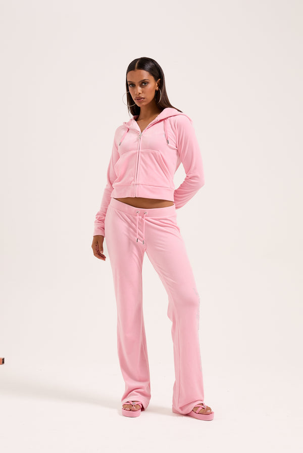 JUICY PINK OUTLINE DIAMANTÉ CLASSIC VELOUR LOW RISE  PANT