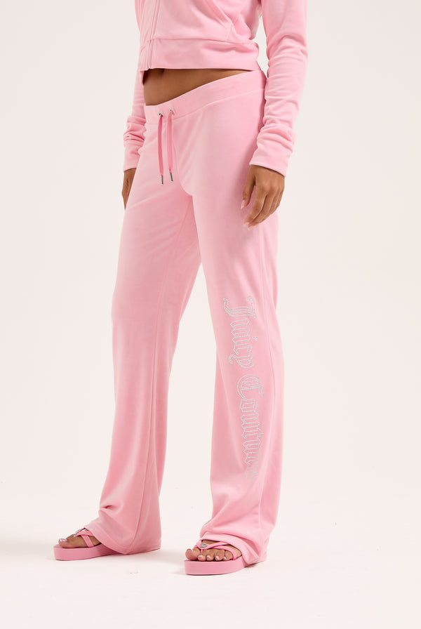 JUICY PINK OUTLINE DIAMANTÉ CLASSIC VELOUR LOW RISE  PANT
