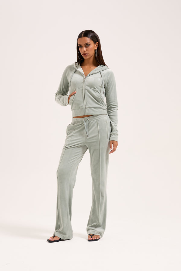PURITAN GREY OUTLINE DIAMANTÉ VELOUR ZIP-THROUGH HOODIE