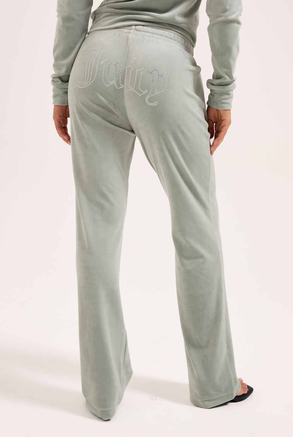 PURITAN GREY VELOUR OUTLINE DIAMANTÉ TRACKSUIT BOTTOM