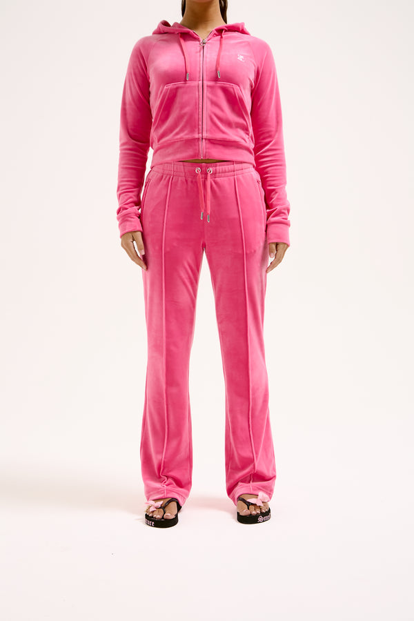 HOT PINK VELOUR DIAMANTÉ TRACKSUIT BOTTOM