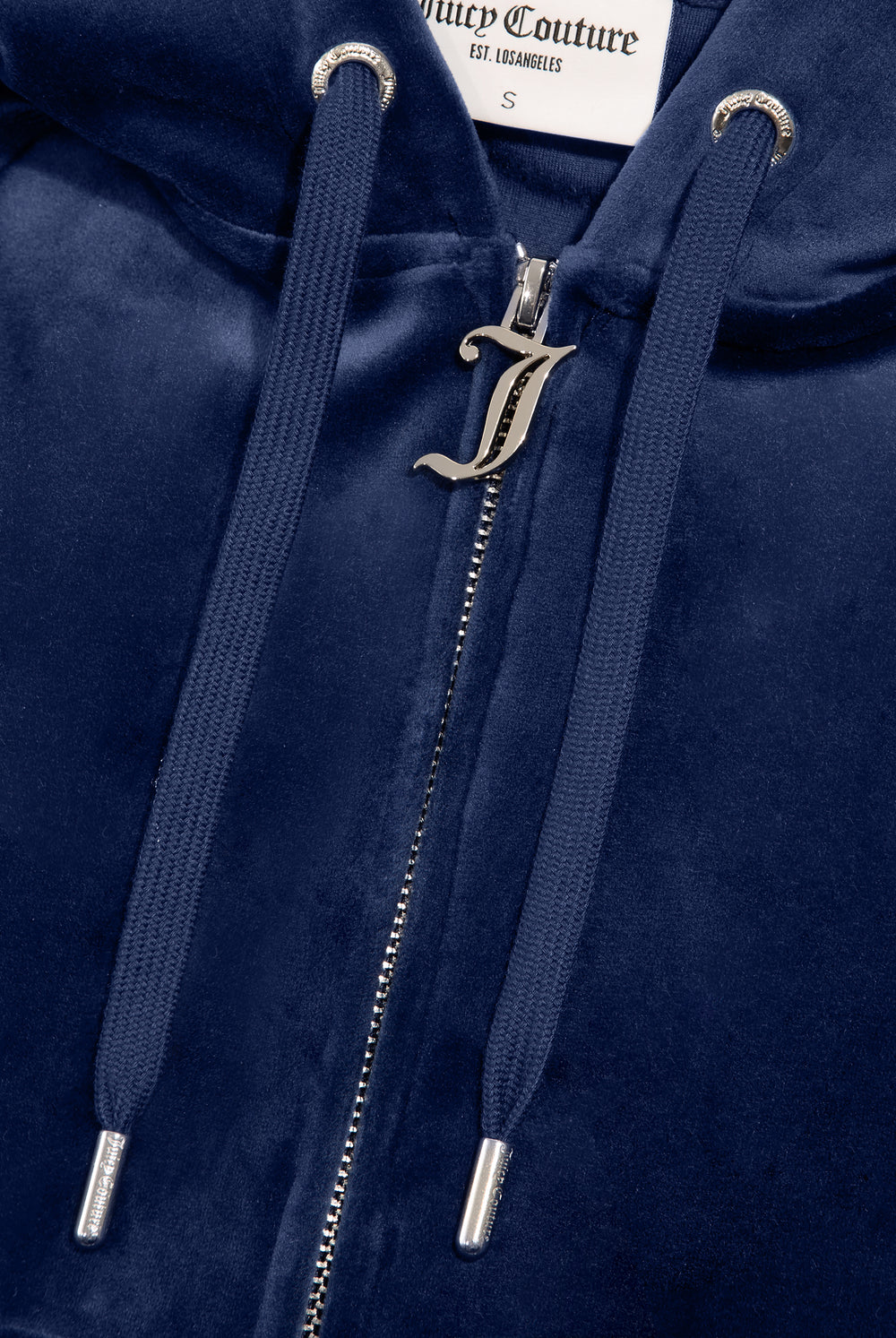 BLUE DEPTHS DIAMANTÉ VELOUR ZIP-THROUGH HOODIE