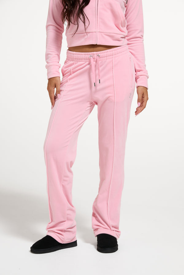 JUICY PINK VELOUR DIAMANTÉ TRACKSUIT BOTTOM