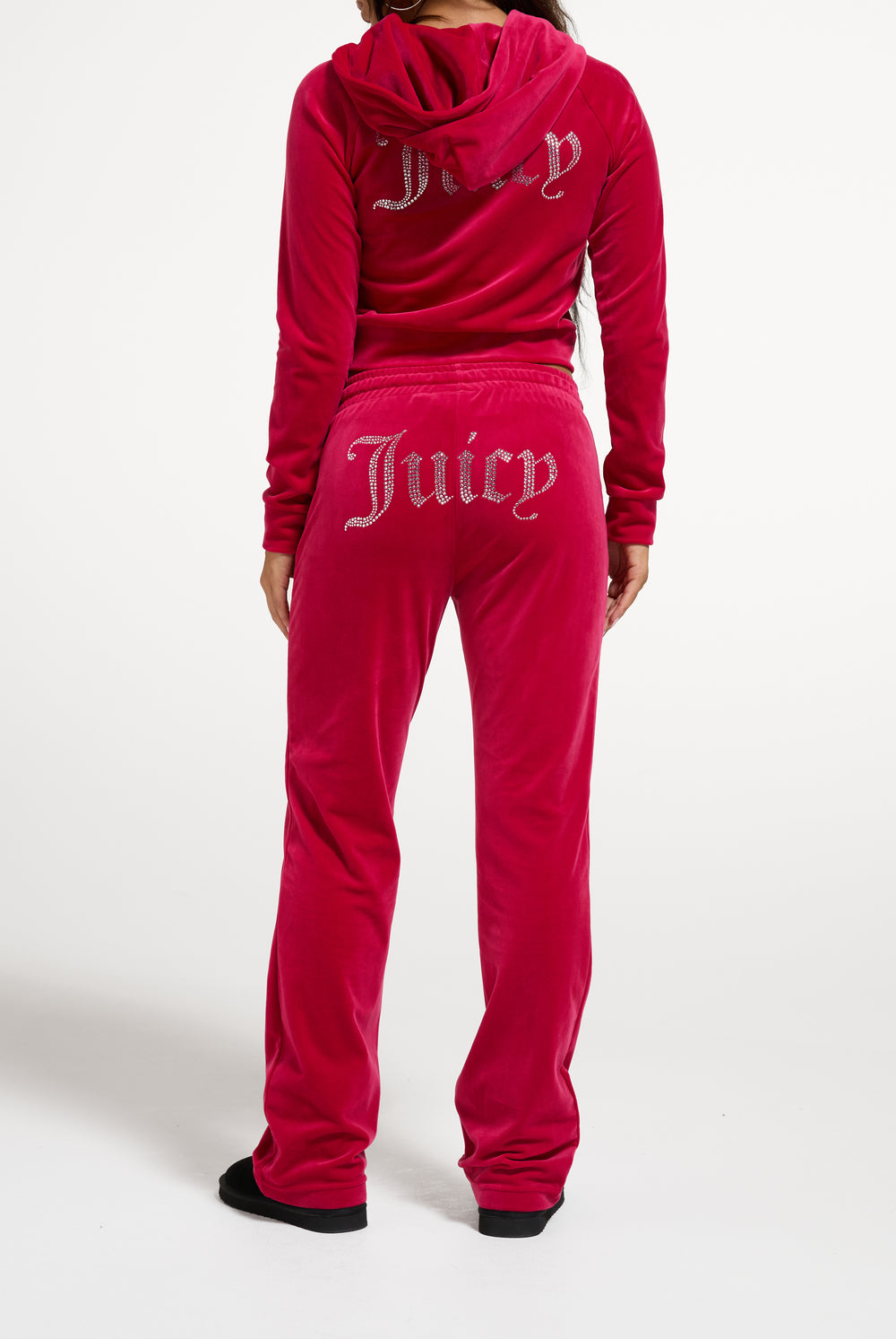 Persian Red Velour Diamanté Tracksuit Bottom
