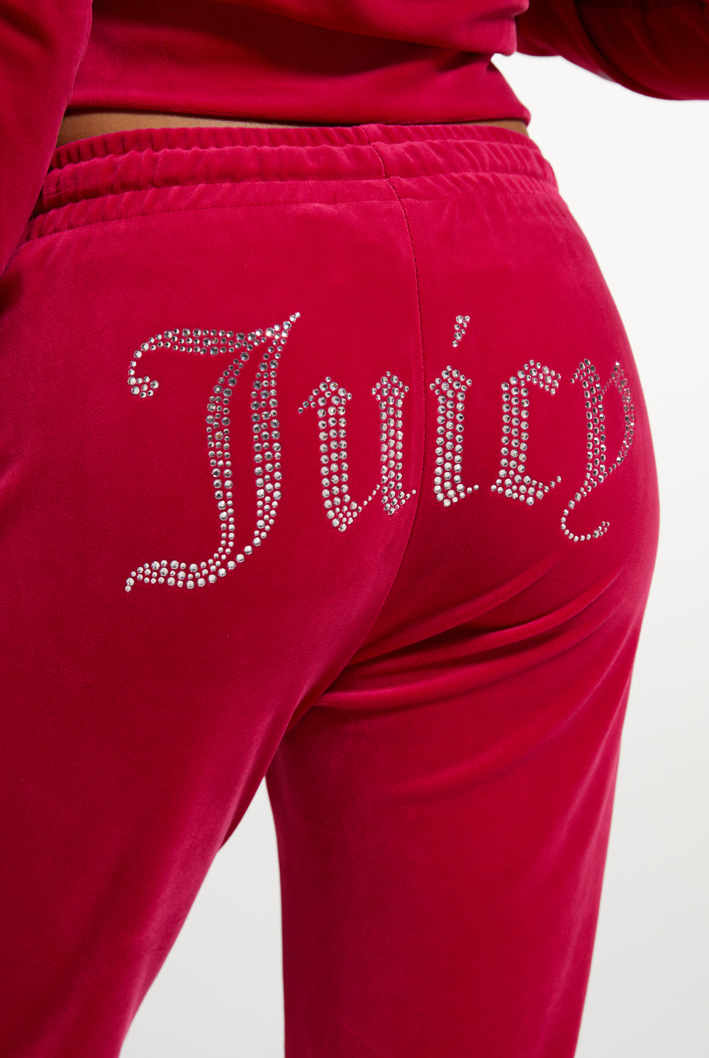 Persian Red Velour Diamanté Tracksuit Bottom