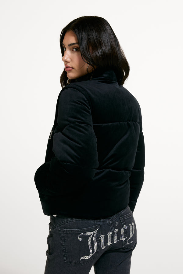 Black Diamanté Detachable Puffer Jacket