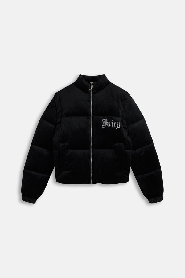 Black Diamanté Detachable Puffer Jacket