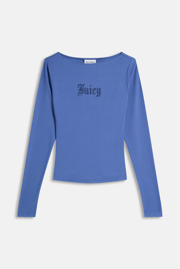 Greyblue Boat Neck Long Sleeve Top