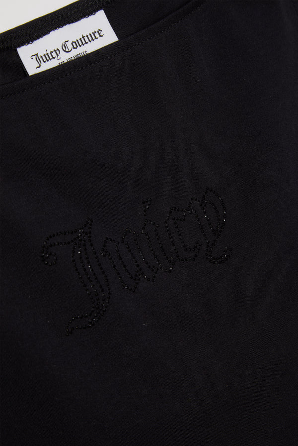 BLACK MODAL DIAMANTÉ BOATNECK TOP
