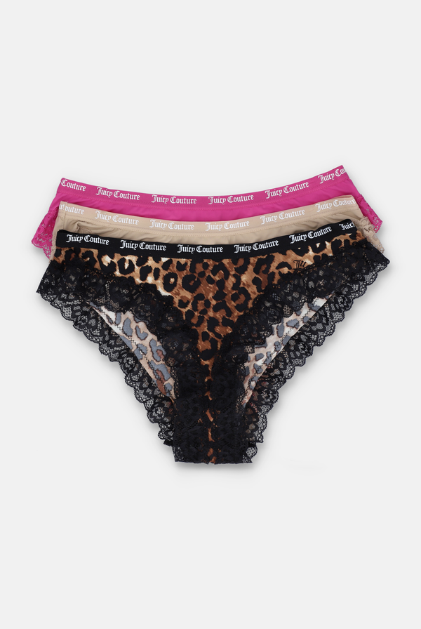 3 MICROFIBER LACE TRIM BRIEFS