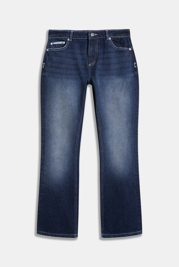 MID WASH BOOTCUT DIAMANTÉ JEANS