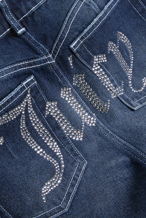 MID WASH BOOTCUT DIAMANTÉ JEANS