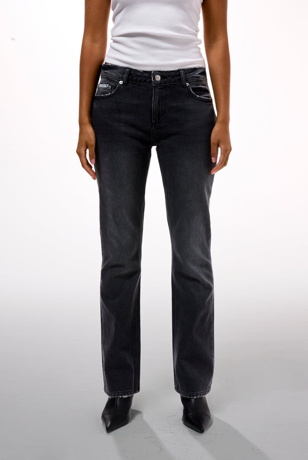 WASHED BLACK DIAMANTÉ BOOTCUT JEANS