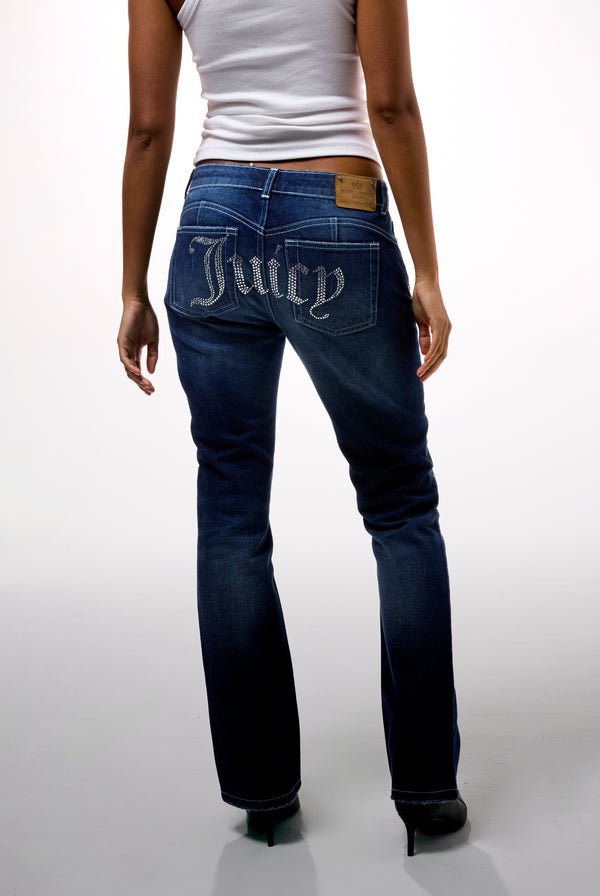MID WASH BOOTCUT DIAMANTÉ JEANS